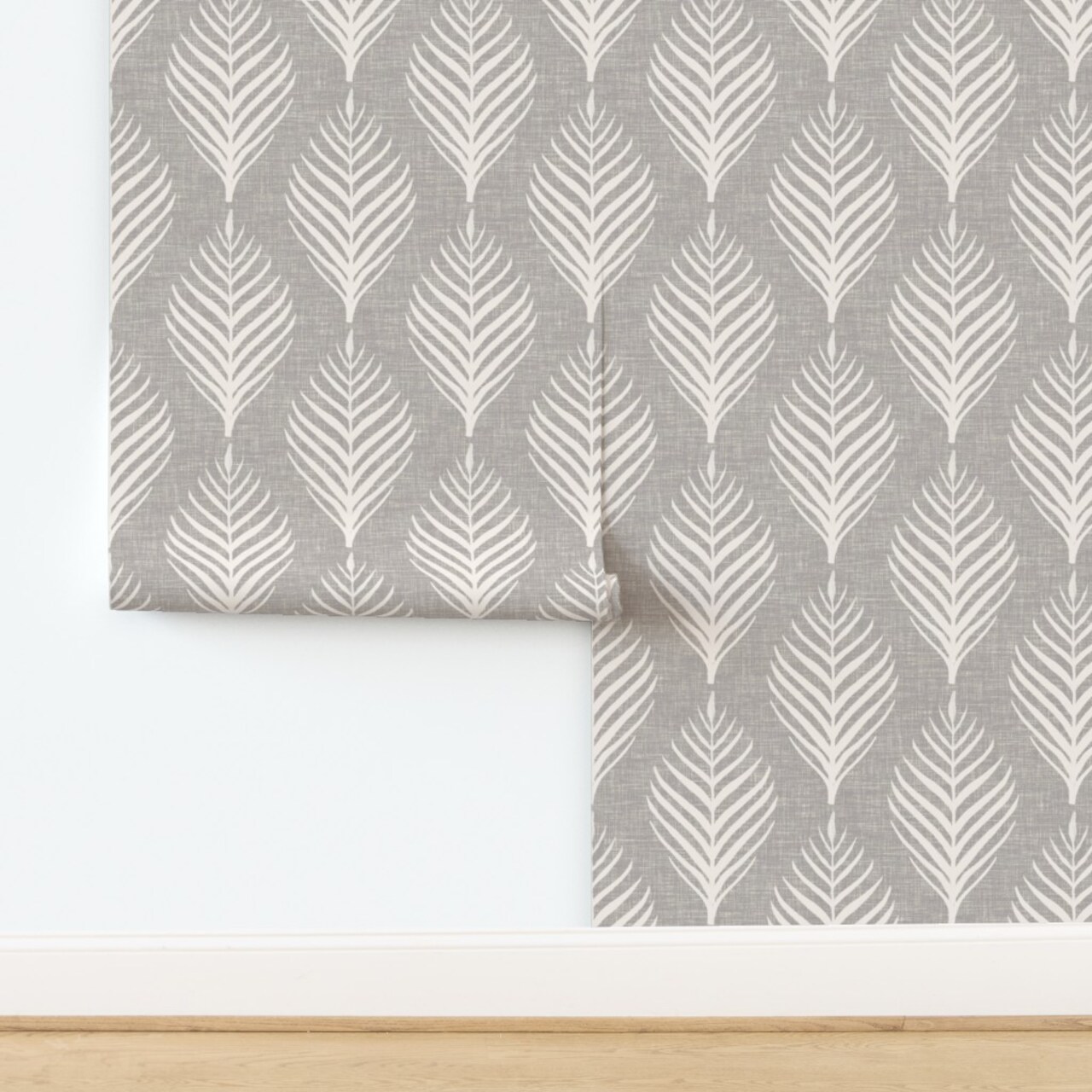 Neutral Botanical Modern Beach Tropical Large Scale Bohemian Island Minimal Palm Leaf Taupe Beige Cream Custom Pre-pasted Wallpaper by Spoonflower Pre-Pasted Wallpaper 2FT Wide